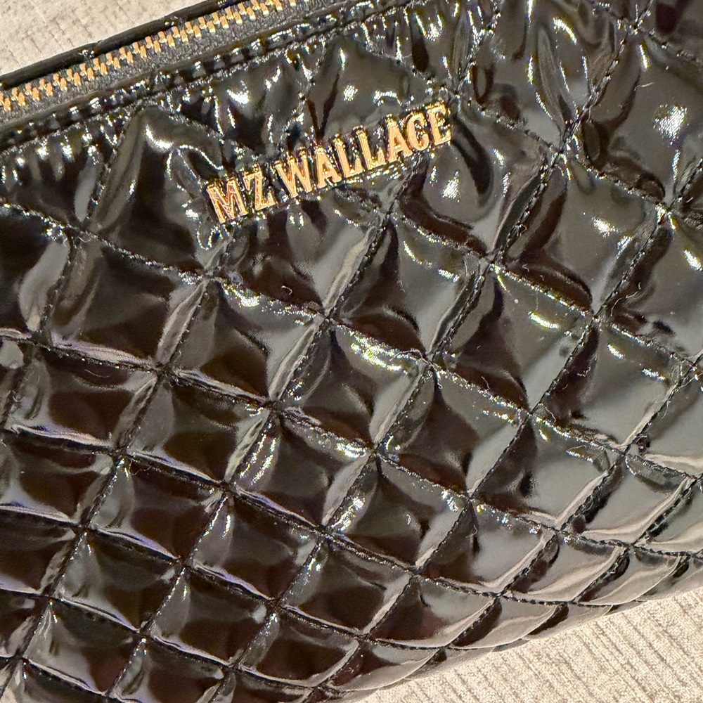 ⭐️ MZ WALLACE Crosby Pippa crossbody  Bag In Black Lacquer/gold NEW  3 straps - Picture 11 of 16